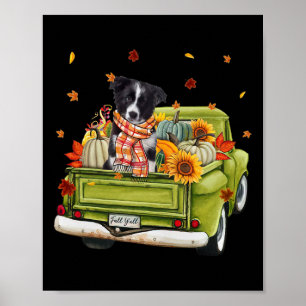 Affiche Happy Automne Y'all Bordure Collie Chien sur Camio
