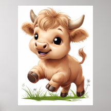 Happy Baby Highland Cow Nursery Art