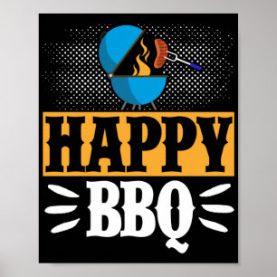 Affiche Happy BBQ Fumeur Grill Barbecue Viande Grillation