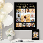 Affiche Happy Birthday Photo Collage moderne Noir et Or<br><div class="desc">Ajoutez un design personnalisé Happy Birthday souhait aux décorations de fête avec un collage photo moderne 24"x30" poster. Les images et toute la formulation de ce modèle de signalisation téléchargeable sont simples à customiser. Les couleurs et les styles de police sont faciles à modifier avec l'outil Zazzle Design Editor. Le...</div>