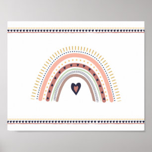 Affiche Happy Boho Arc-en-ciel moderne minimaliste art mur