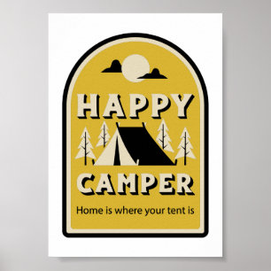 Affiche Happy Camper - Accueil est là où se trouve votre t