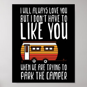 Affiche Happy Camper Trailer Camping Couple