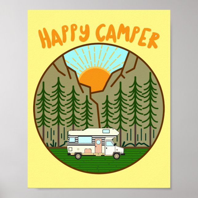 Affiche Happy camper - Vanlife graphique #7 (Devant)