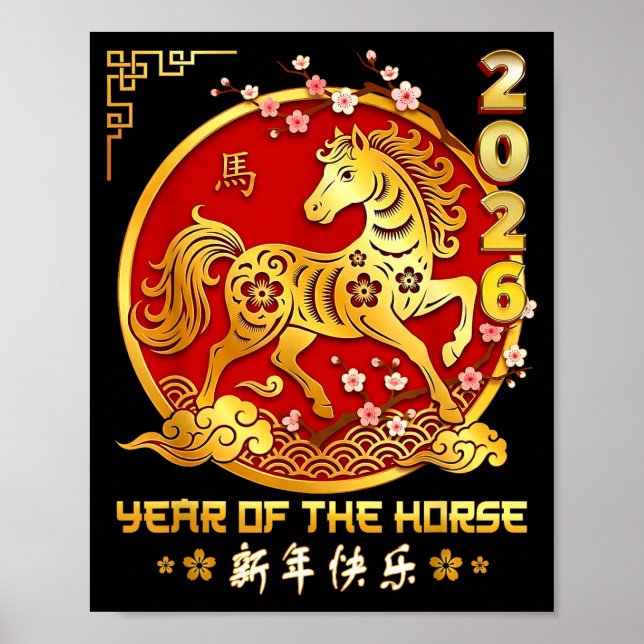 Affiche Happy Chinese Lunar New Year Horse Zodiac Year Of  (Devant)