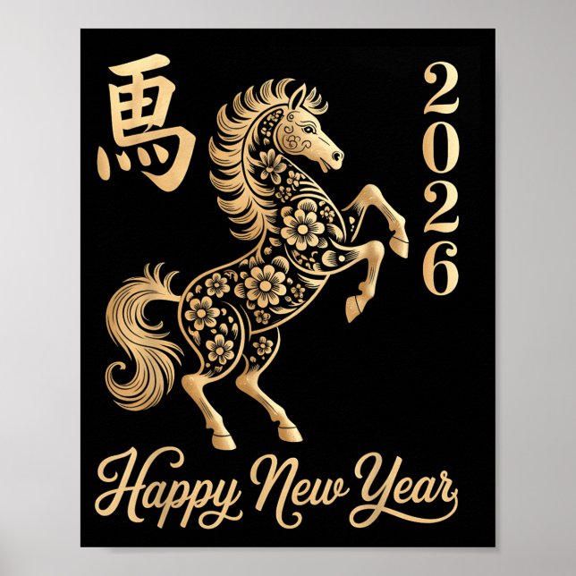 Affiche Happy Chinese New Year Of The Horse 2026 For Men W (Devant)