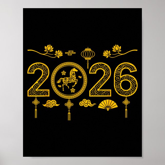 Affiche Happy Chinese New Year Of The Horse 2026 Lunar Out (Devant)