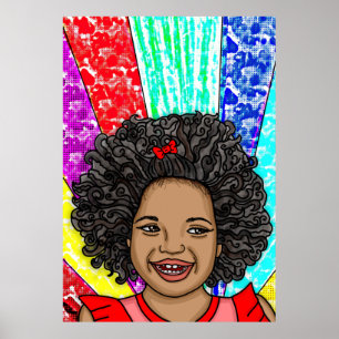 Affiche Happy Curls Pop Art Laughl Girl
