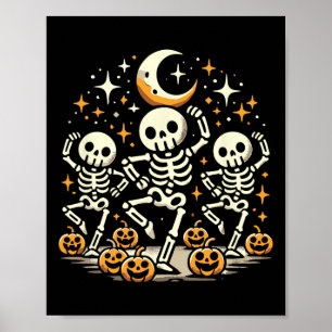 Affiche Happy Dancing Skeleton Halloween F Citrouille femm
