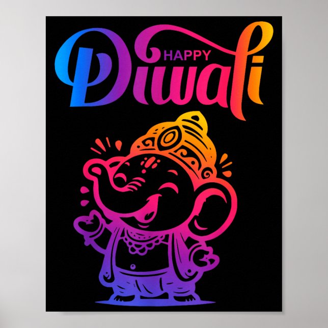 Affiche Happy Diwali Deepavali Hindu Indian Festival Of Li (Devant)