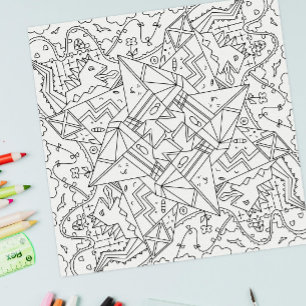 Affiche Happy Doodles : Page de coloriage Origami Pays des