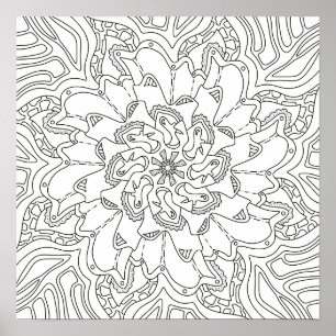 Affiche Happy Doodles : Page de coloriage pour adultes