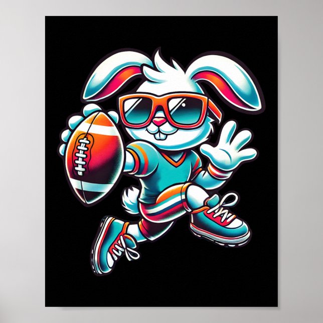 Affiche Happy Easter Bunny Quarterback Receiver Football B (Devant)