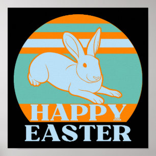 Affiche HAPPY EASTER drôle de lapin de pâques idée cadeau