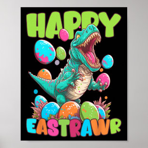Affiche Happy Eastrawr Enfant Garçon Kids T-rex Pâques Din