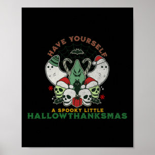 Affiche Happy Éffrayant HallowThanksMas Halloween Noël F