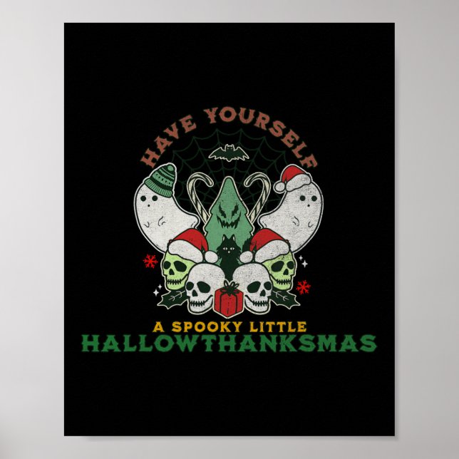 Affiche Happy Éffrayant HallowThanksMas Halloween Noël F (Devant)