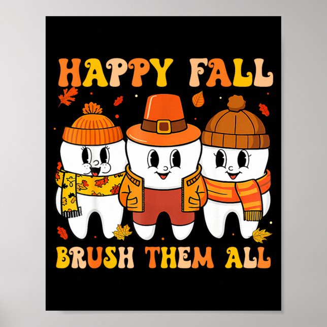 Affiche Happy Fall Bruhem All Teeth Thanksgiving Dental De (Devant)