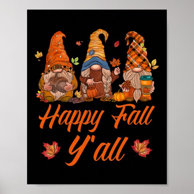 Affiche Happy Fall Y'all Citrouille Spice Fall Automne Gno (Devant)