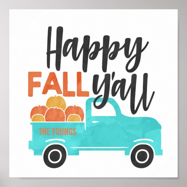 Affiche Happy Fall Y'all Décor pour l'automne
