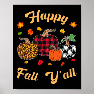 Affiche Happy Fall Y'all Feuilles Automne Automne Citrouil