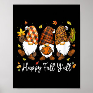 Affiche Happy Fall Y'all Gnome Camion Citrouille Automne M