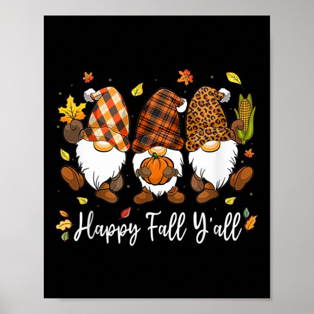 Affiche Happy Fall Y'all Gnome Camion Citrouille Automne M (Devant)