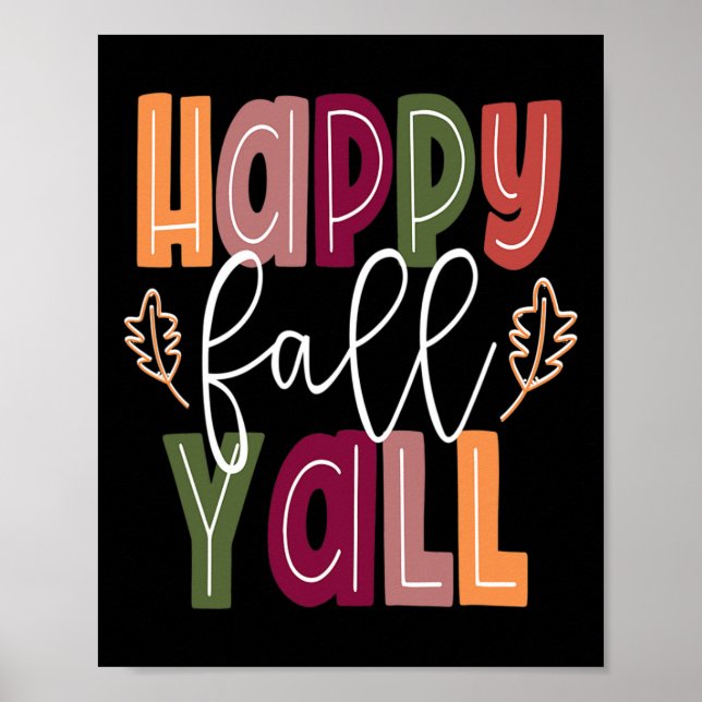Affiche Happy Fall Yall Pumkin Thanksgiving Halloween Cut (Devant)