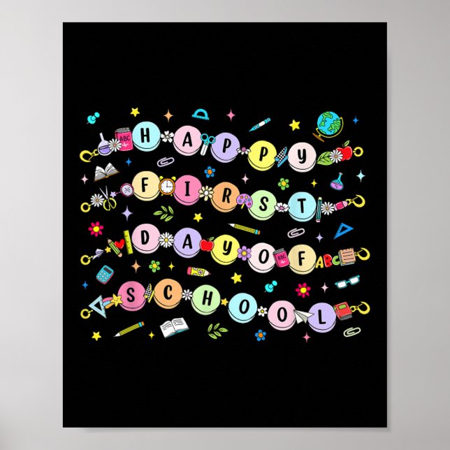 Affiche Happy First Day Of School Bracelet Back To School  (Devant)