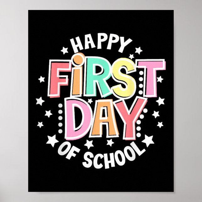 Affiche Happy First Day Of School Retro Groovy Back To Sch (Devant)