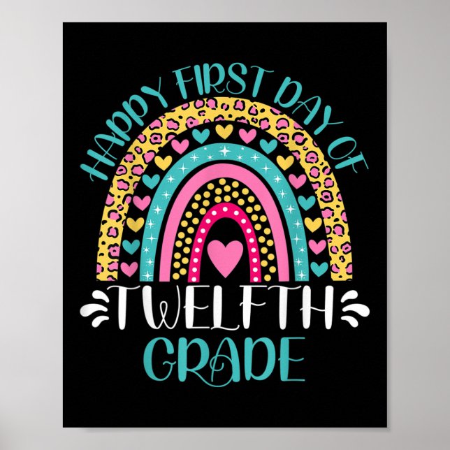 Affiche Happy First Day Of Twelfth Grade 12th Grade Back T (Devant)