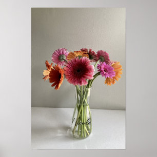 Affiche Happy Gerbera Fleur colorée +Nom personnalisé