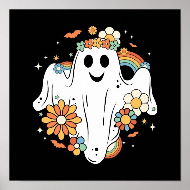 Affiche Happy Ghost Retro Hippie Vibe (Devant)