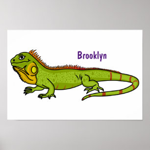 Affiche Happy green iguana cartoon