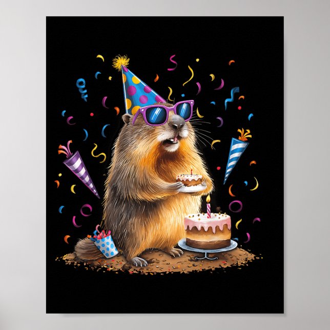 Affiche Happy Groundhog Day 12 Feb Ground Hog With Birthda (Devant)