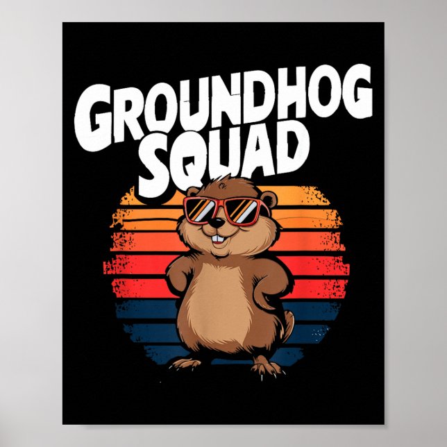 Affiche Happy Groundhog Day 2025 - Funny Groundhog Squad  (Devant)