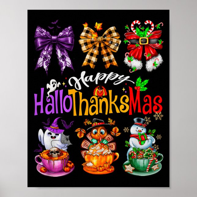 Affiche Happy Hallothanksmas Coquette Bow Coffee Latte Can (Devant)