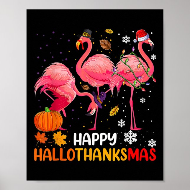 Affiche Happy Hallothanksmas Flamant rose (Devant)