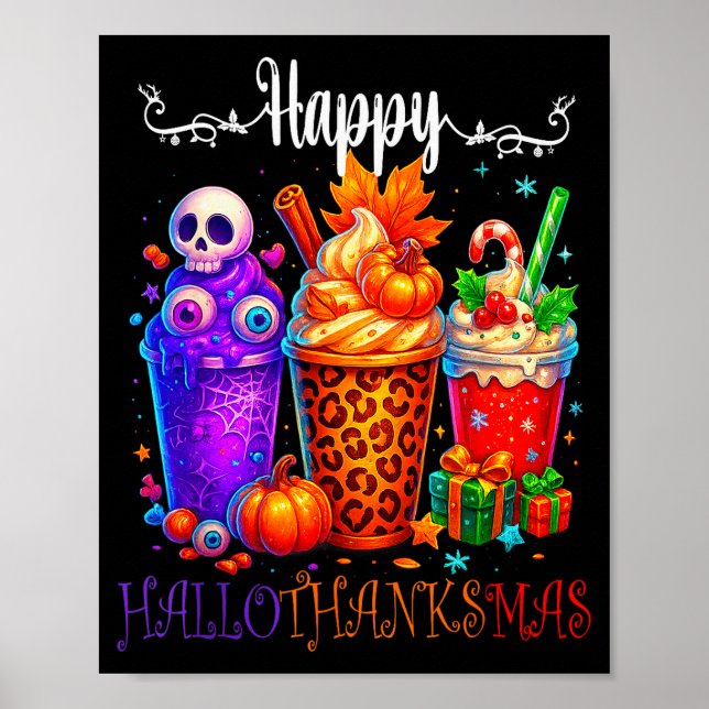 Affiche Happy Hallothanksmas Halloween Thanksgiving Christ (Devant)