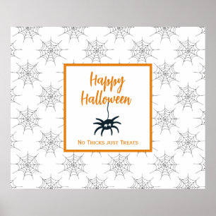 Affiche Happy Halloween araignée cobweb pas de truc juste 