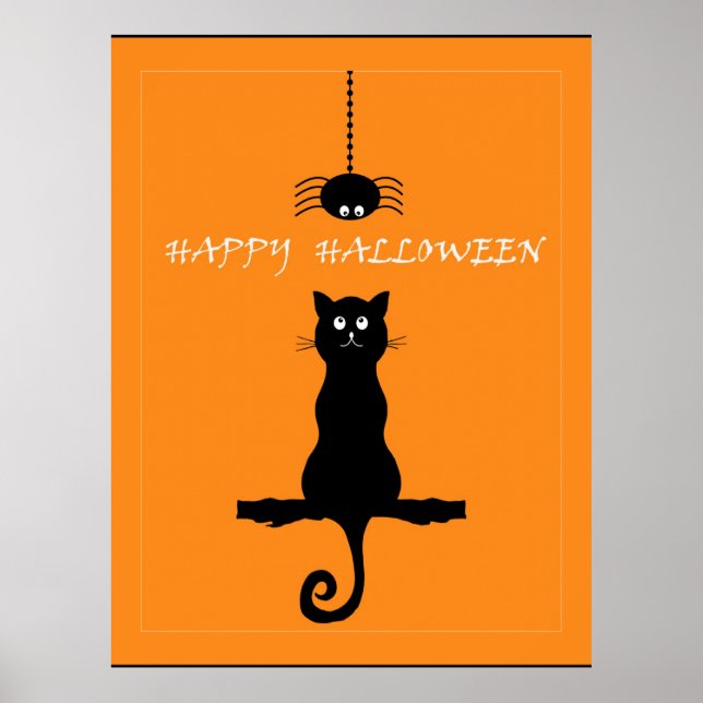 Affiche Happy Halloween, design fantaisiste (Devant)