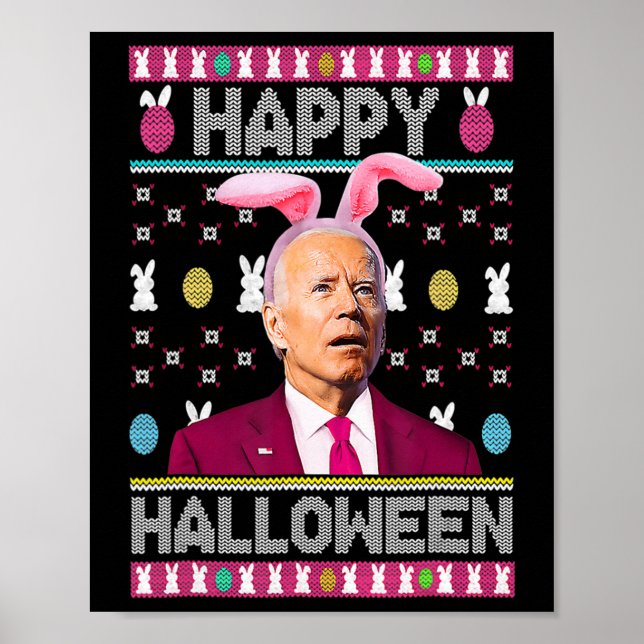 Affiche Happy Halloween Fun Bunny Joe Biden Confus Easte (Devant)