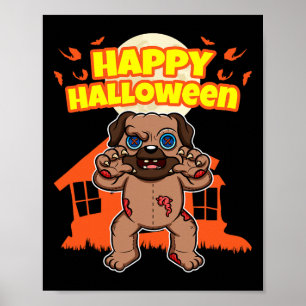 Affiche Happy Halloween Funny Scary Hallow's Eve Party Cos