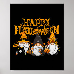 Affiche Happy Halloween Gnomes Automne Citrouille automne 