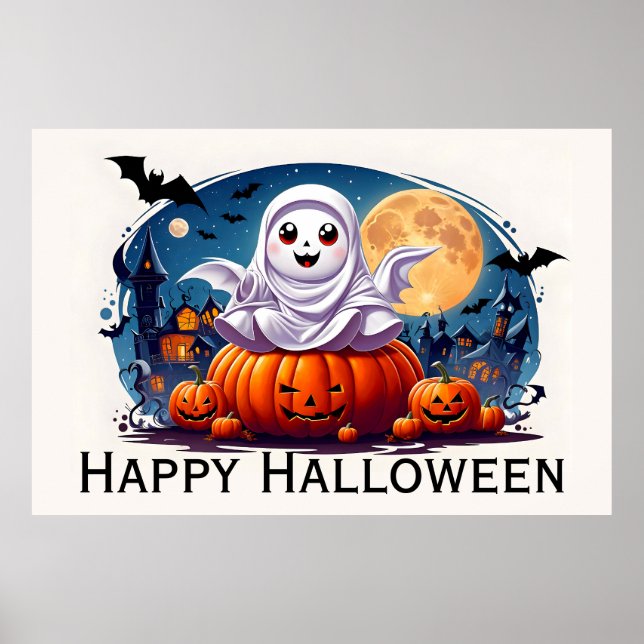 Affiche Happy Halloween mignonne thème Halloween (Devant)