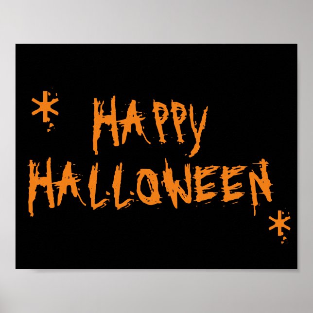 Affiche Happy Halloween orange noir effroi (Devant)