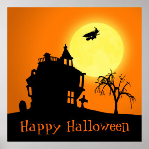 Affiche Happy Halloween Silhouette paysage
