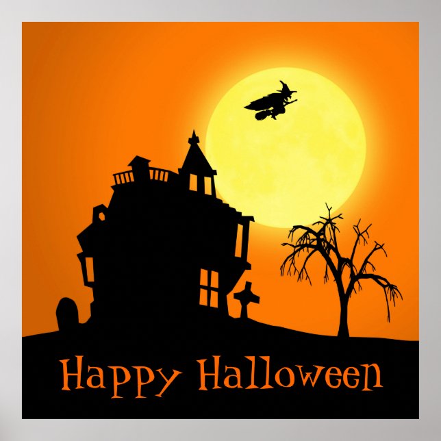 Affiche Happy Halloween Silhouette paysage (Devant)
