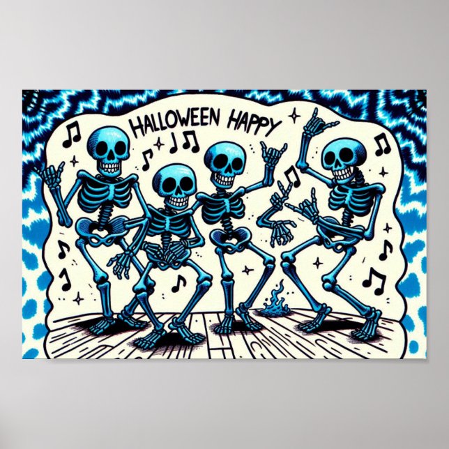 Affiche Happy Halloween Skeletons : Dance Party Cravate-Dy (Devant)