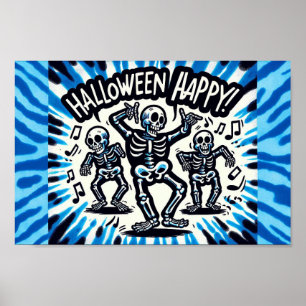 Affiche Happy Halloween Skeletons : Dance Party Cravate-Dy